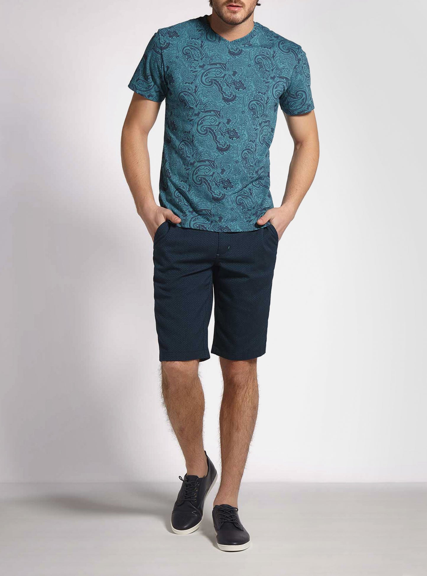 T-SHIRT MANCHES COURTES À COL EN V POUR HOMMES