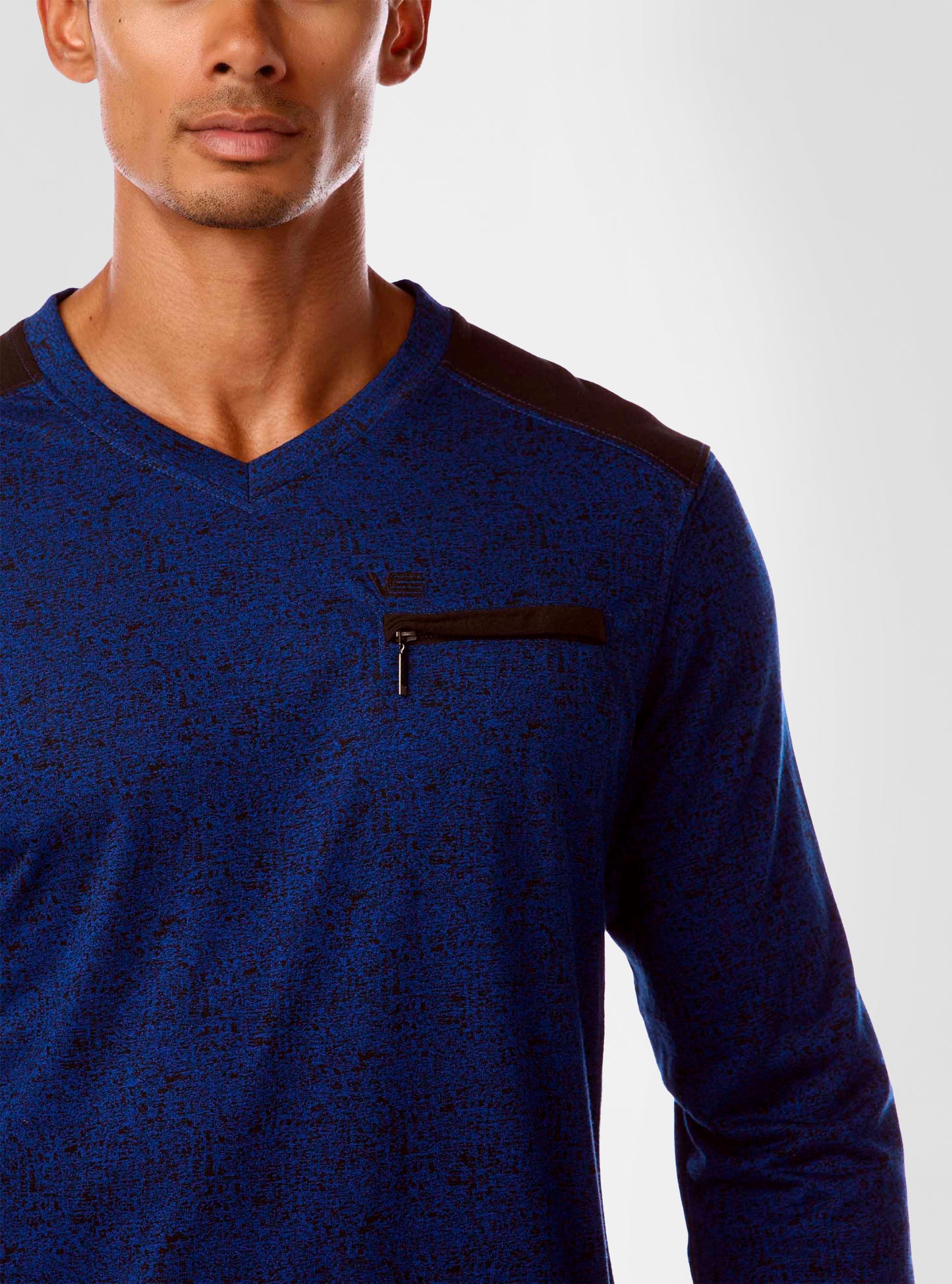 T-SHIRT À MANCHES LONGUES AVEC COL EN V POUR HOMMES