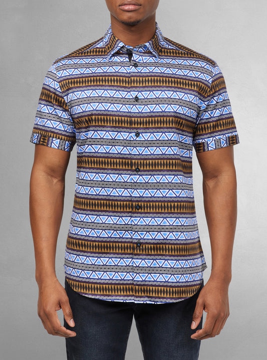 Chemise décontractée en stretch à manches courtes pour hommes