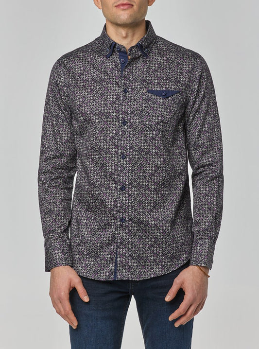 Chemise décontractée à manches longues en stretch pour hommes