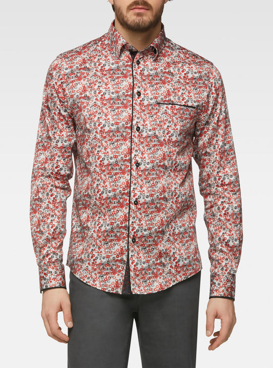 Chemise décontractée à manches longues en stretch pour hommes