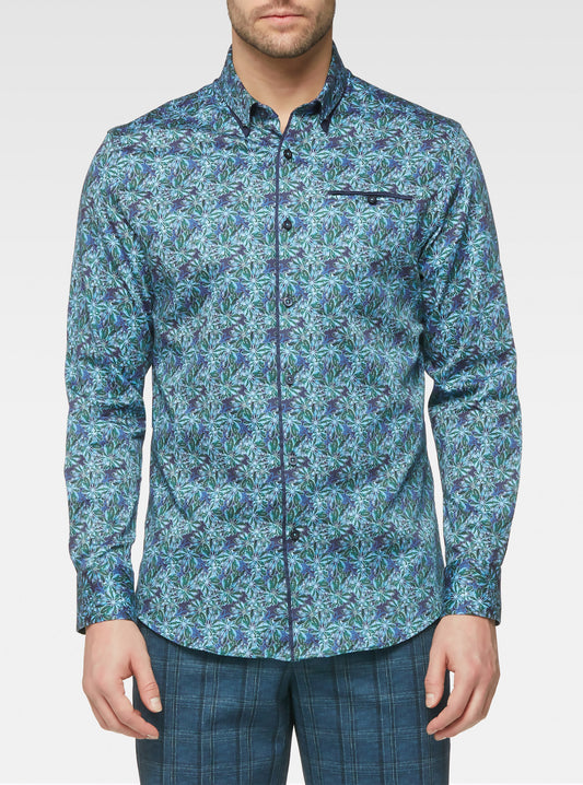 Chemise décontractée à manches longues en stretch pour hommes