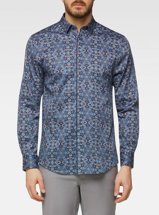Chemise décontractée à manches longues en stretch pour hommes