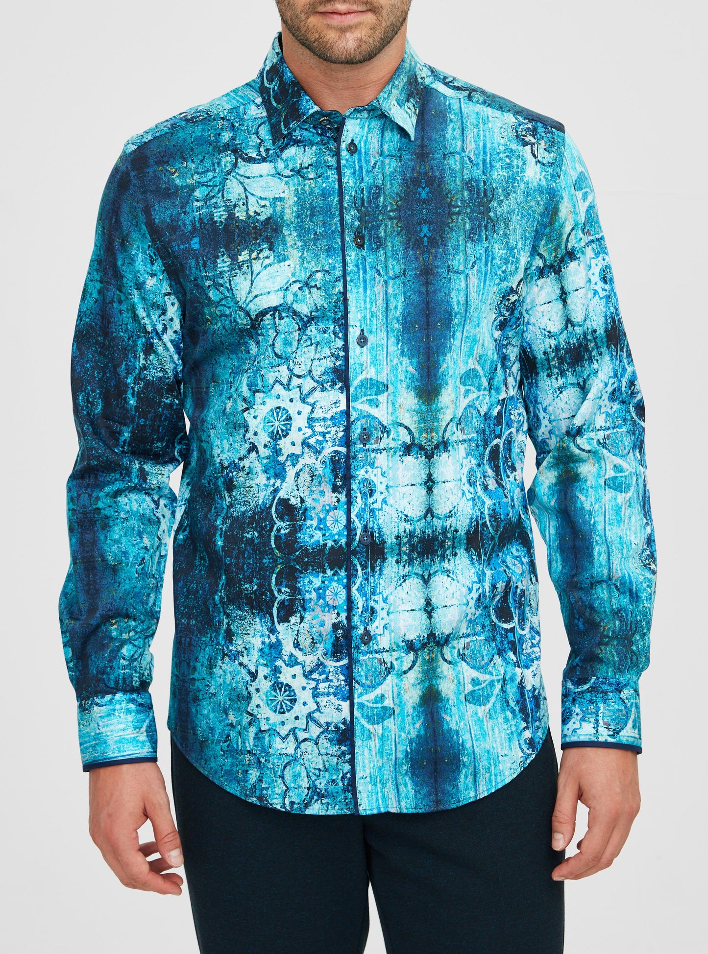 Chemise décontractée à manches longues en stretch pour hommes