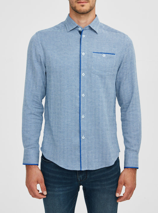 Chemise décontractée à manches longues en stretch pour hommes