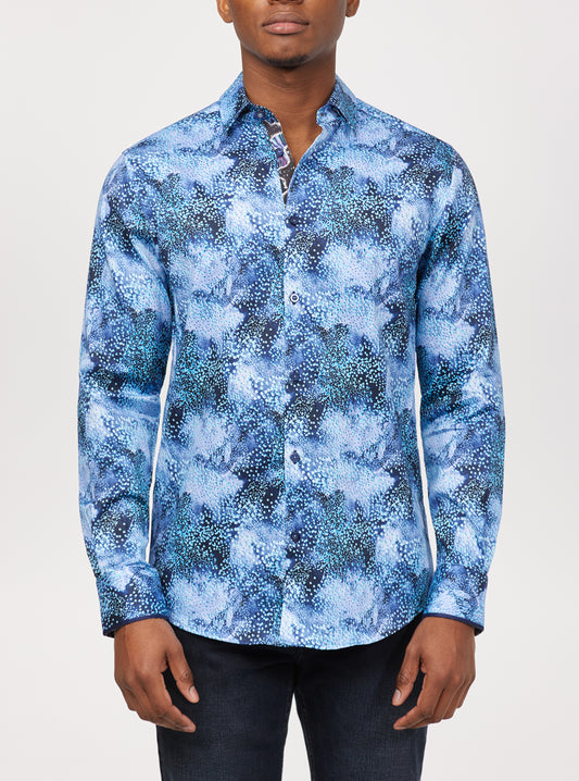 Chemise décontractée à manches longues en stretch pour hommes