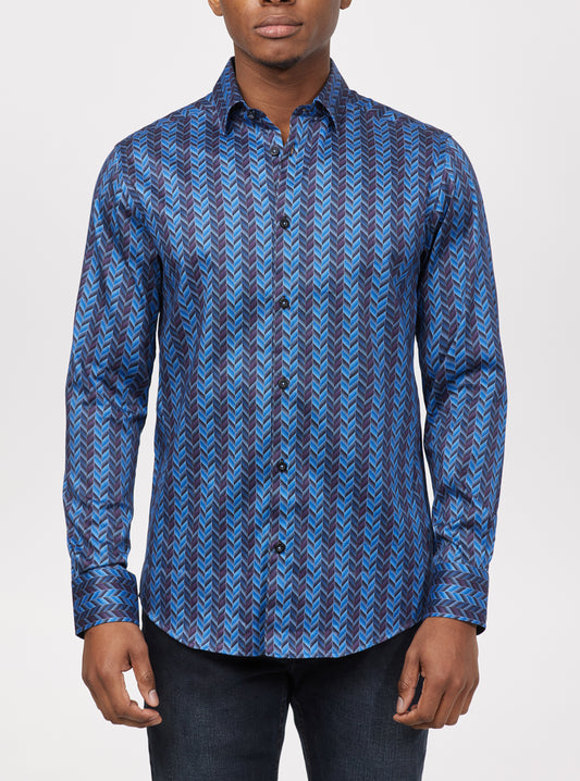 Chemise décontractée à manches longues en stretch pour hommes