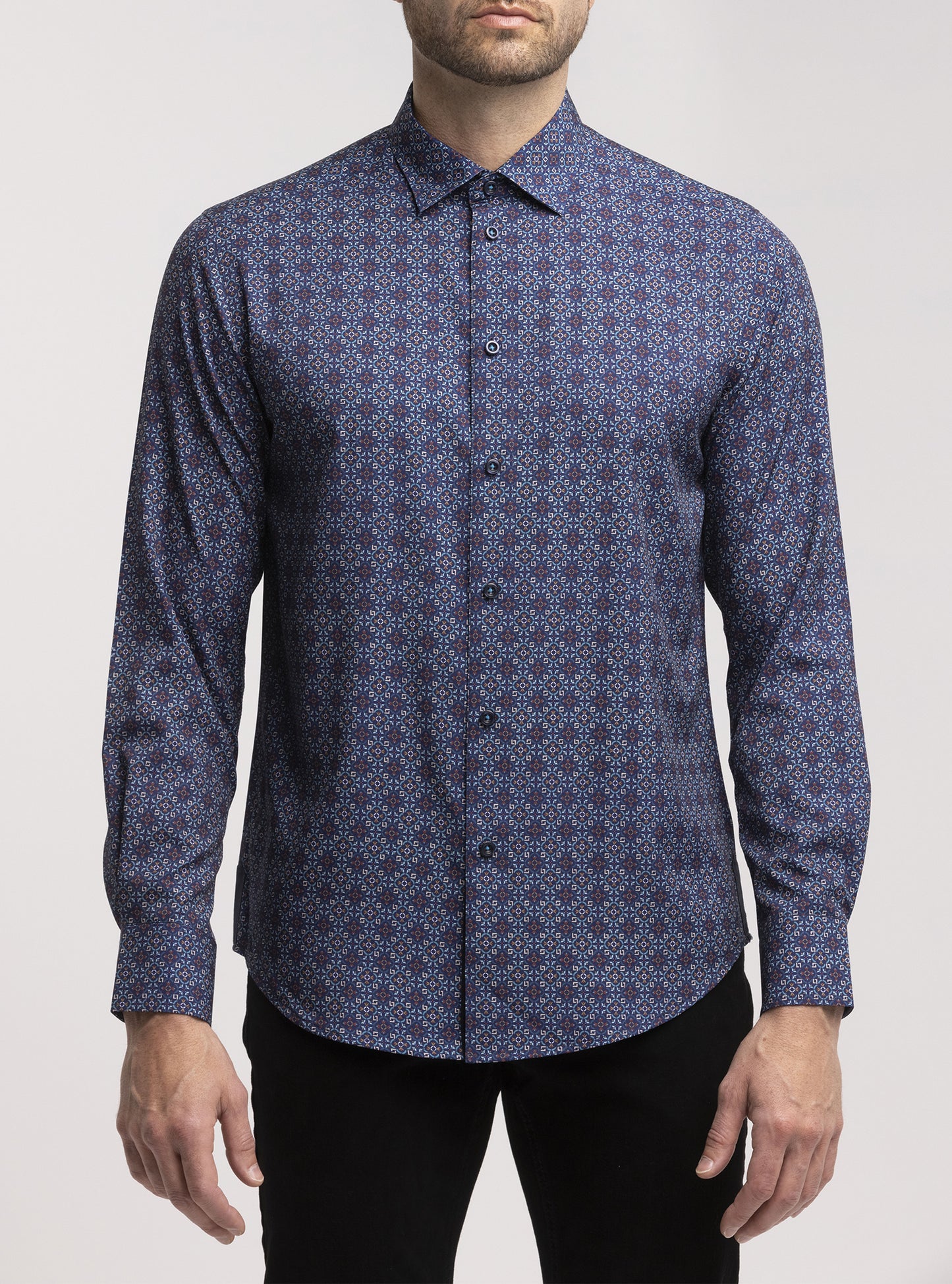 Chemise décontractée à manches longues en stretch pour hommes