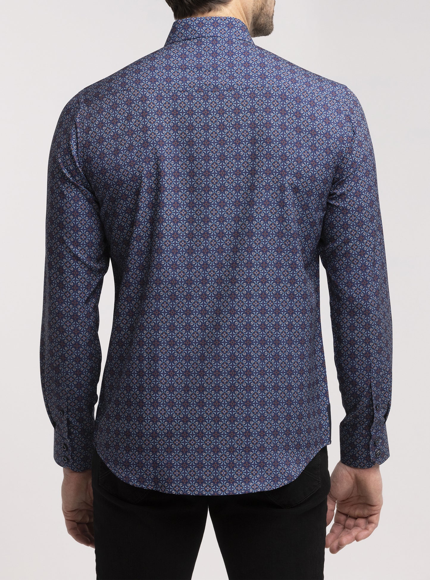 Chemise décontractée à manches longues en stretch pour hommes