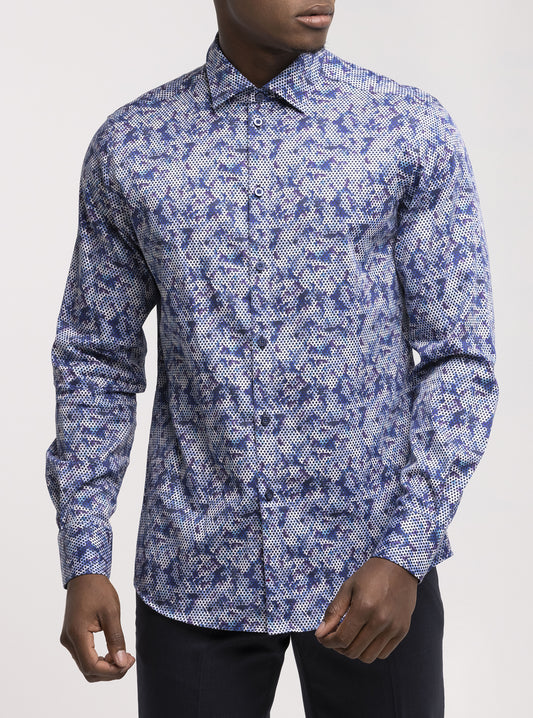 Chemise décontractée à manches longues en stretch pour hommes