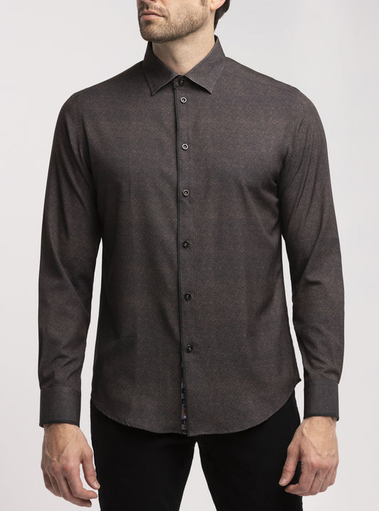Chemise décontractée à manches longues en stretch pour hommes