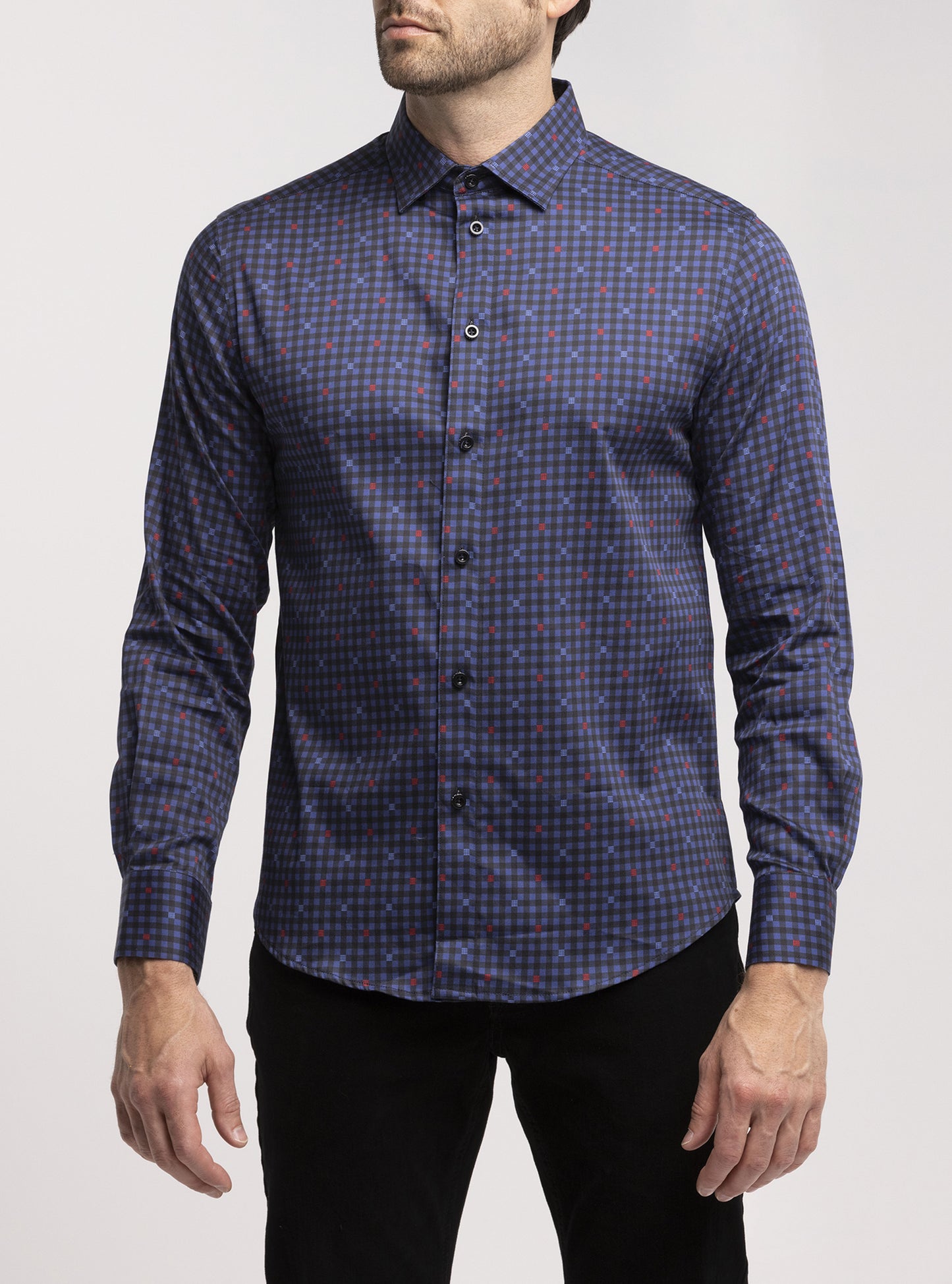Chemise décontractée à manches longues en stretch pour hommes