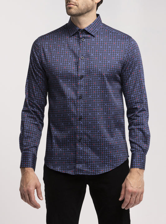 Chemise décontractée à manches longues en stretch pour hommes