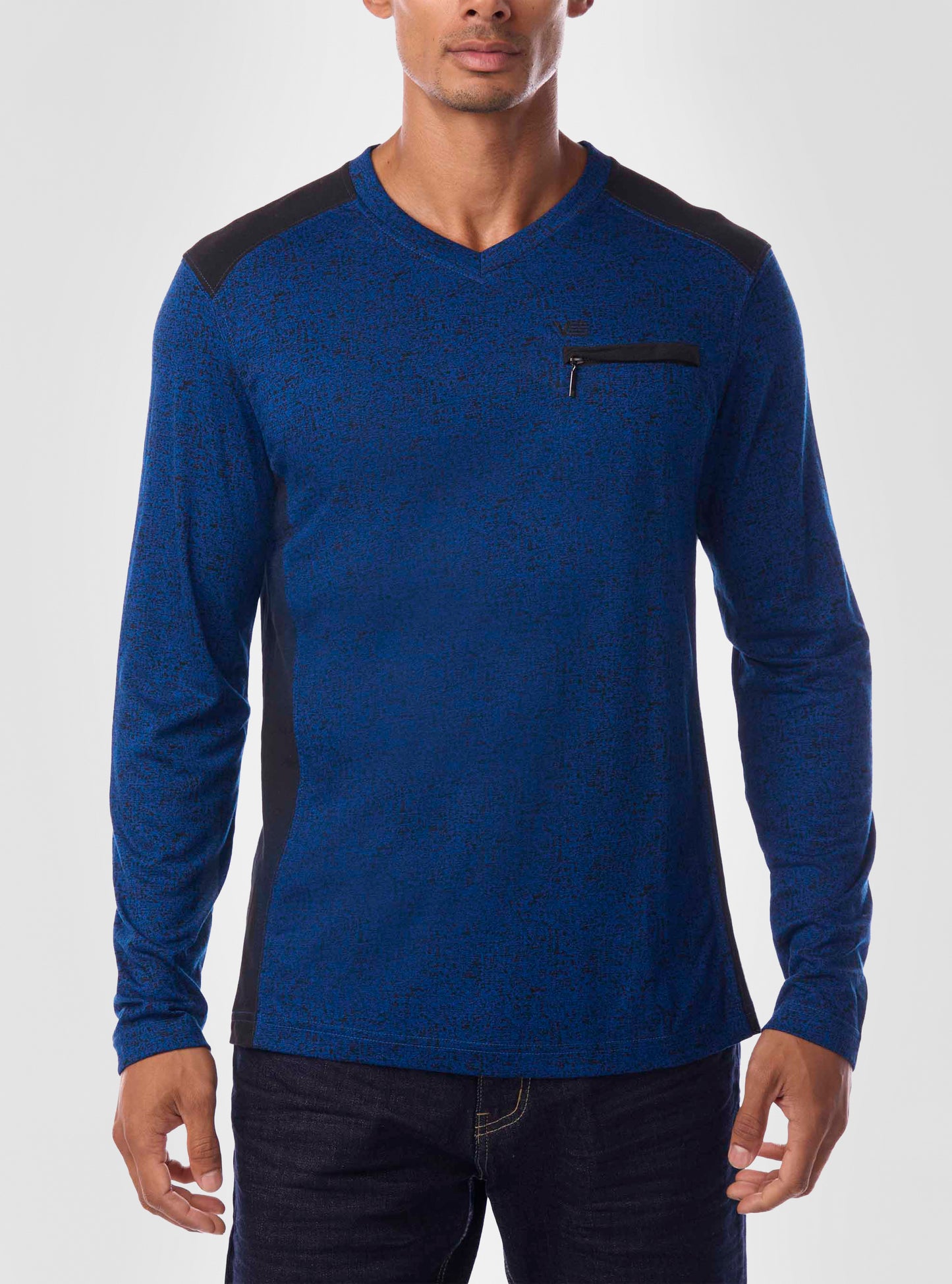 T-SHIRT À MANCHES LONGUES AVEC COL EN V POUR HOMMES
