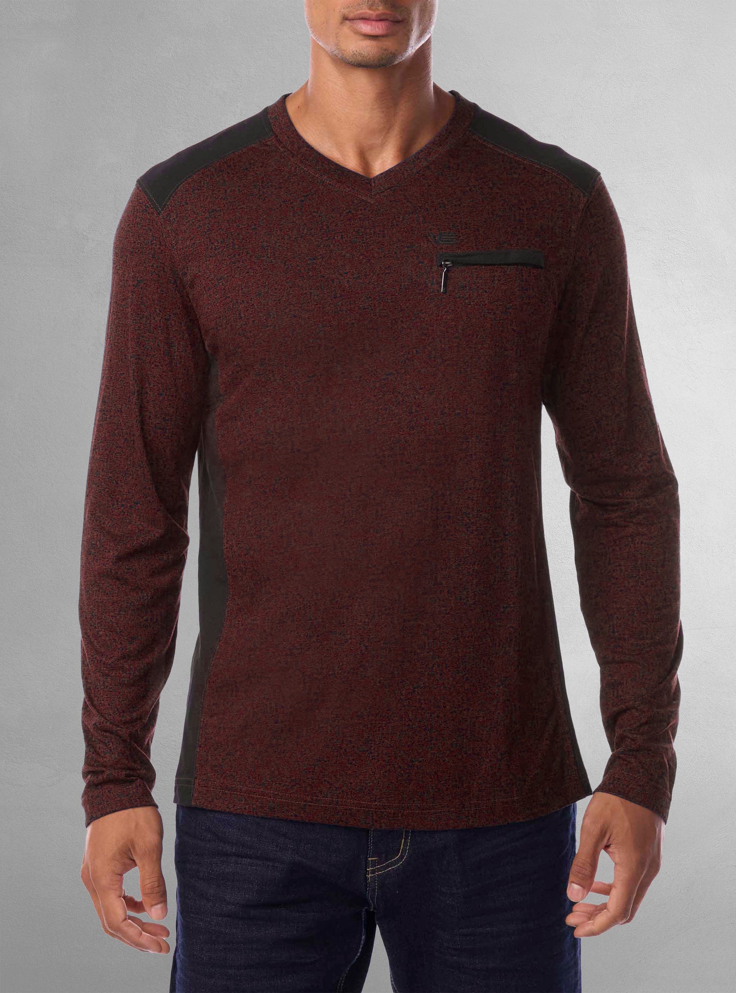 T-SHIRT À MANCHES LONGUES AVEC COL EN V POUR HOMMES