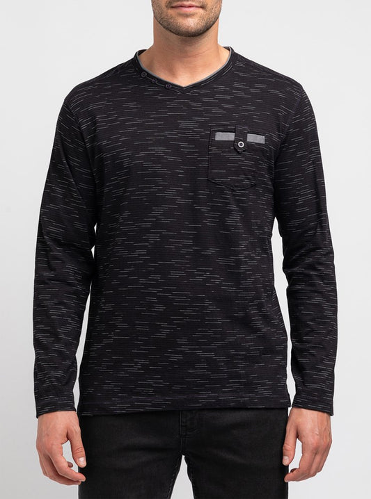T-SHIRT À MANCHES LONGUES AVEC COL EN V POUR HOMMES