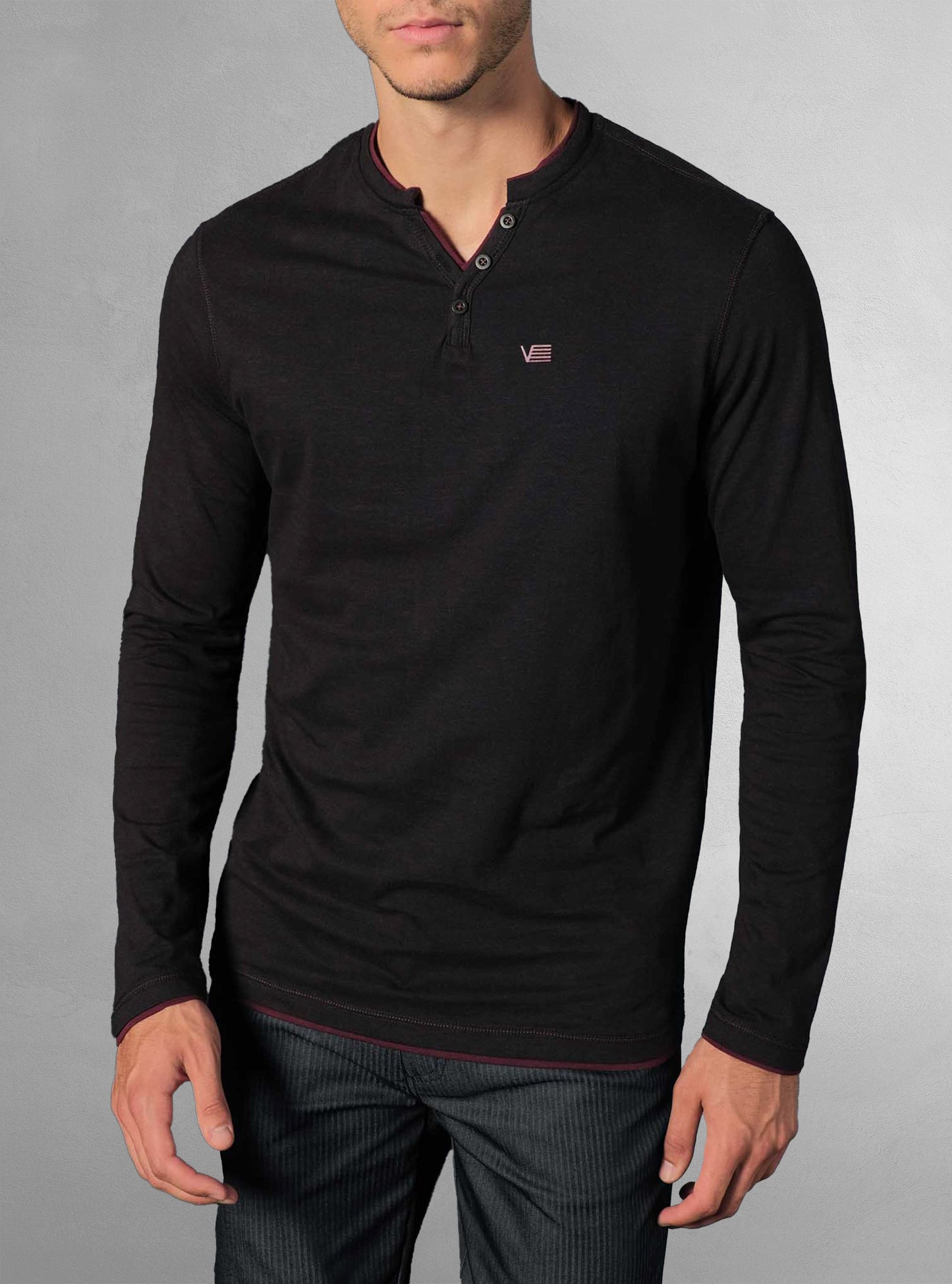 T-shirt à manches longues henley pour hommes