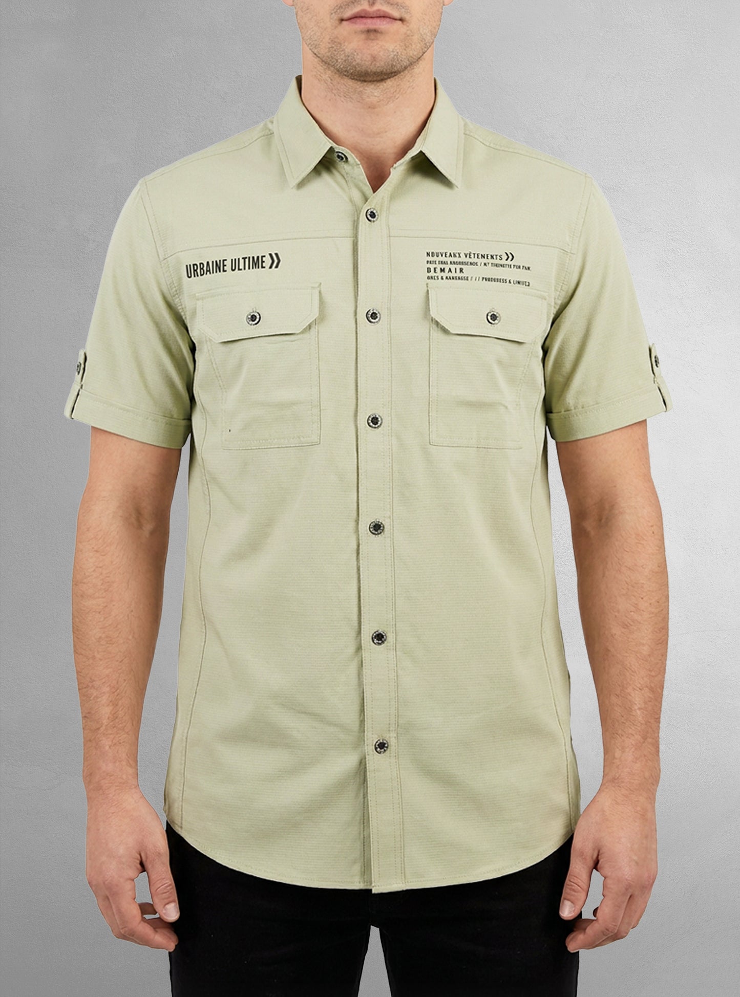 Chemise décontractée en stretch à manches courtes pour hommes