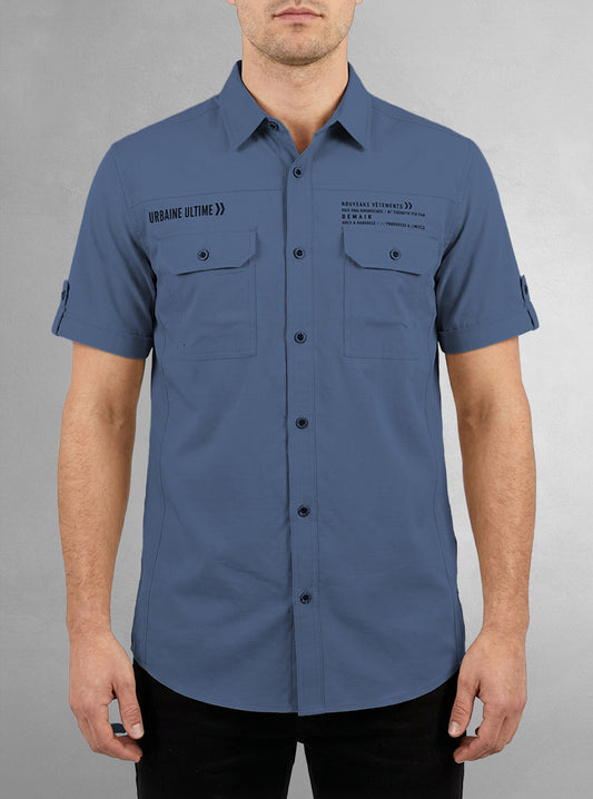 Men's casual short sleeve stretch shirt