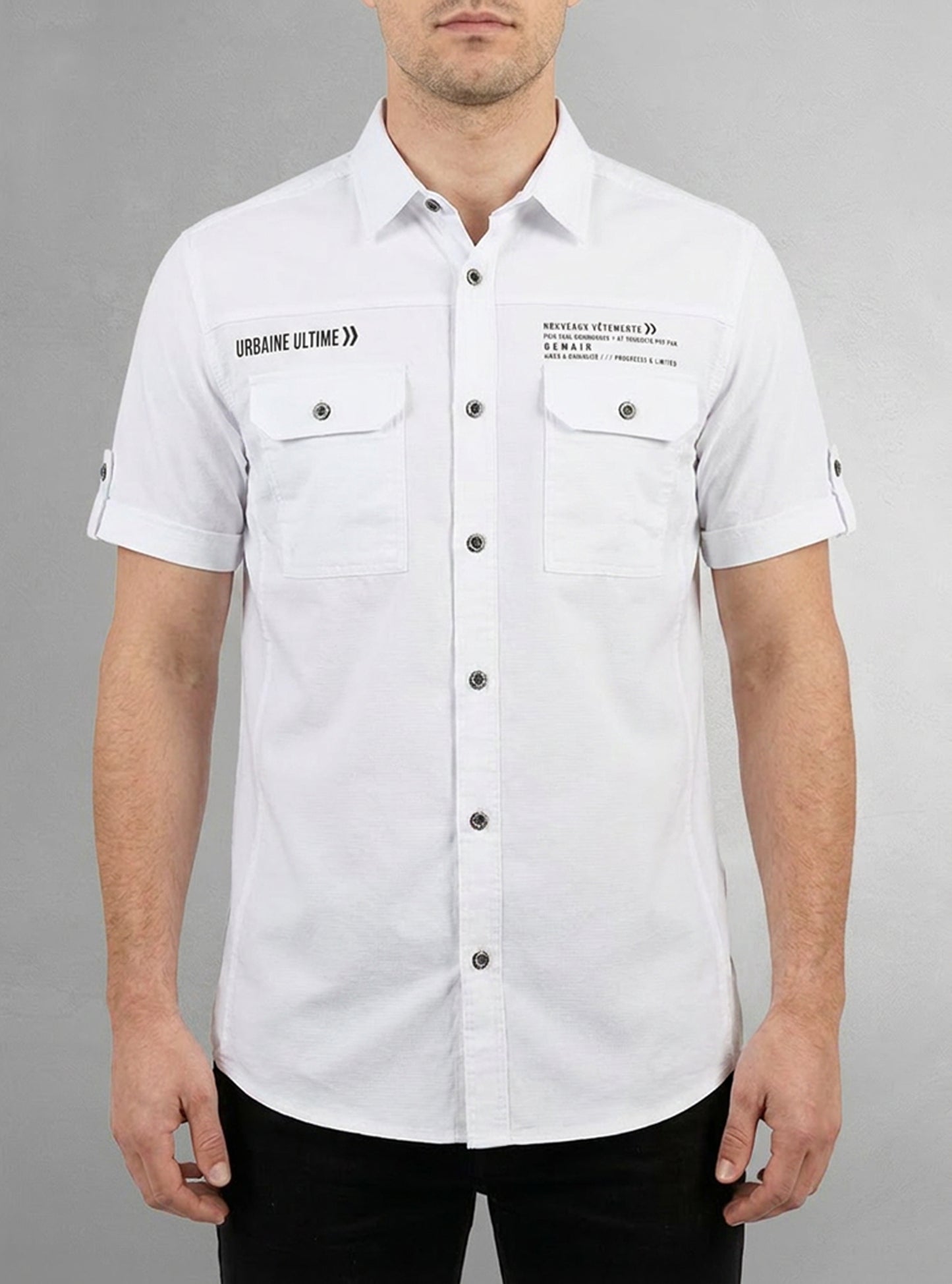 Chemise décontractée en stretch à manches courtes pour hommes