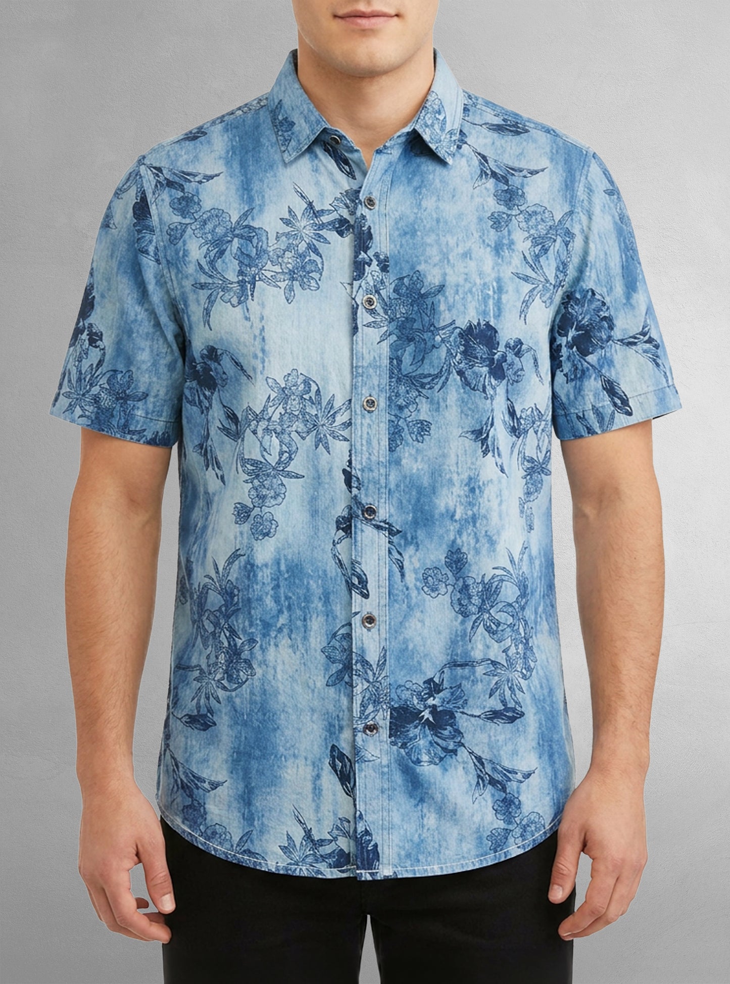 Chemise décontractée en stretch à manches courtes pour hommes