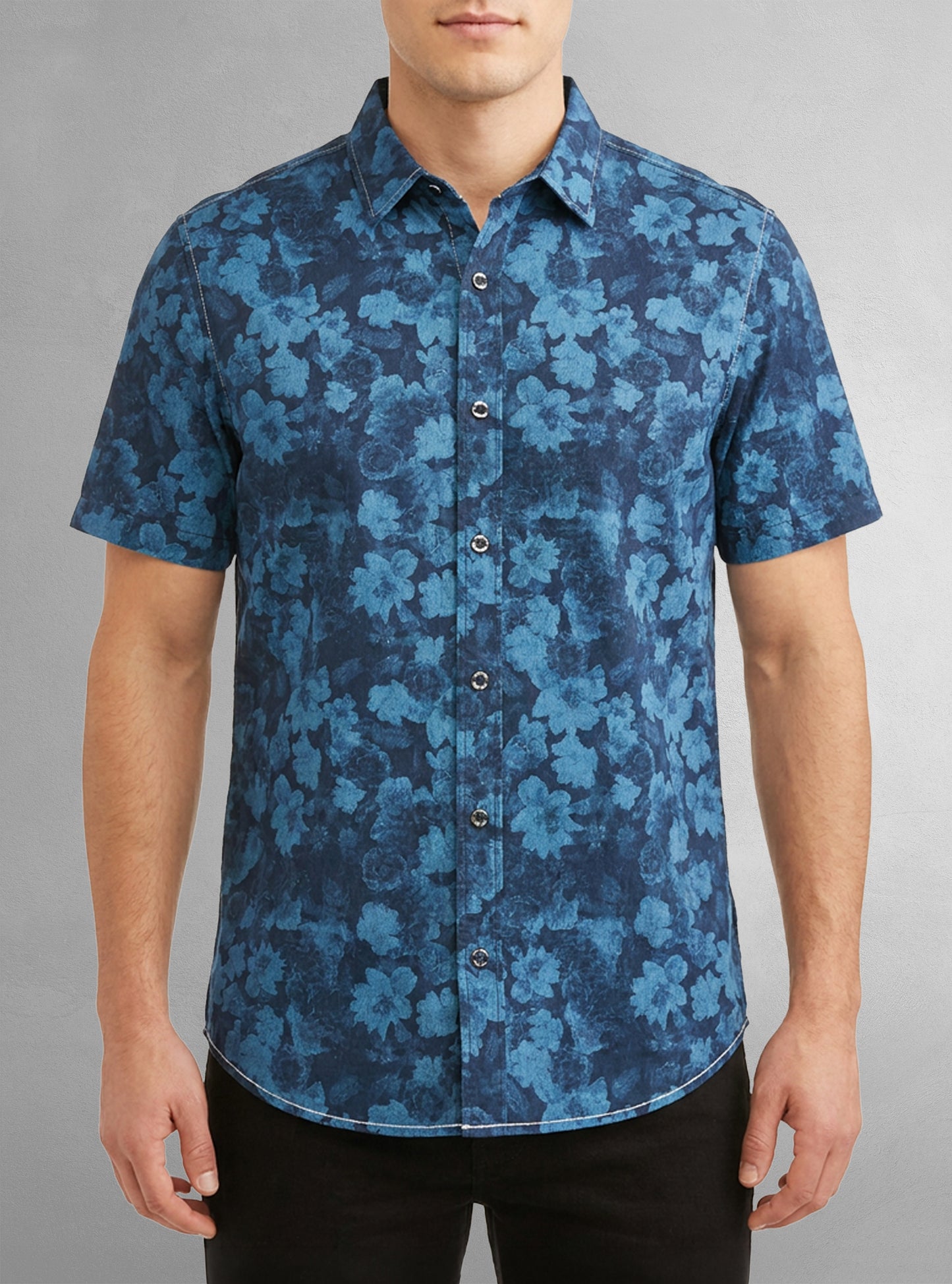 Chemise décontractée en stretch à manches courtes pour hommes