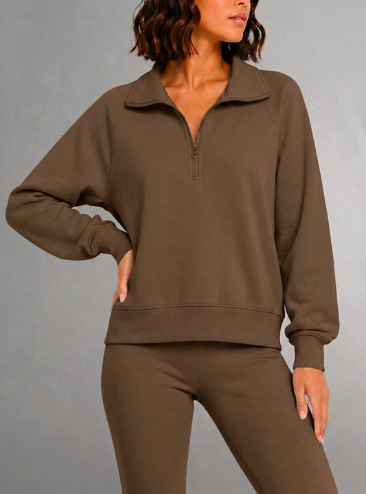 Sweatshirt semi-zippé pour femmes - Casual & Chic