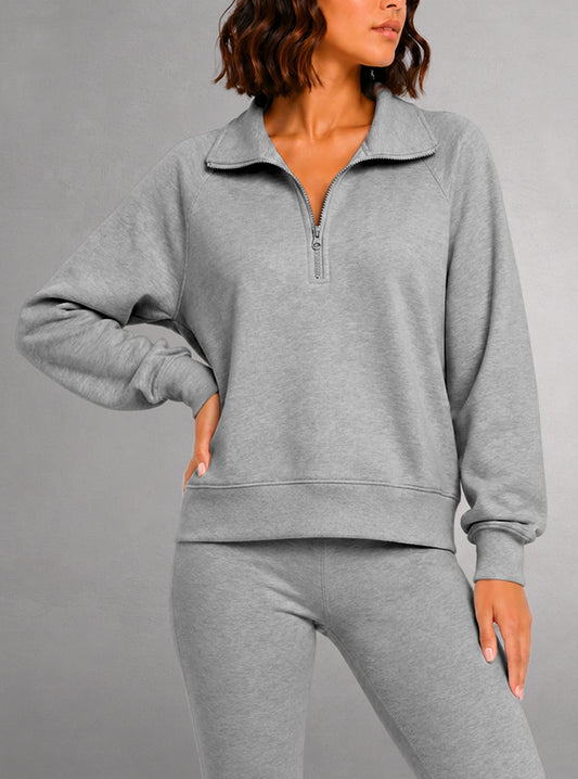 Sweatshirt semi-zippé pour femmes - Casual & Chic