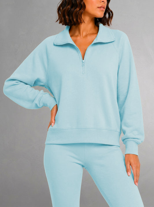 Sweatshirt semi-zippé pour femmes - Casual & Chic