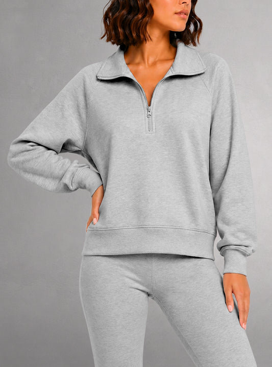 Sweatshirt semi-zippé pour femmes - Casual & Chic