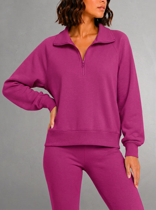 Sweatshirt semi-zippé pour femmes - Casual & Chic
