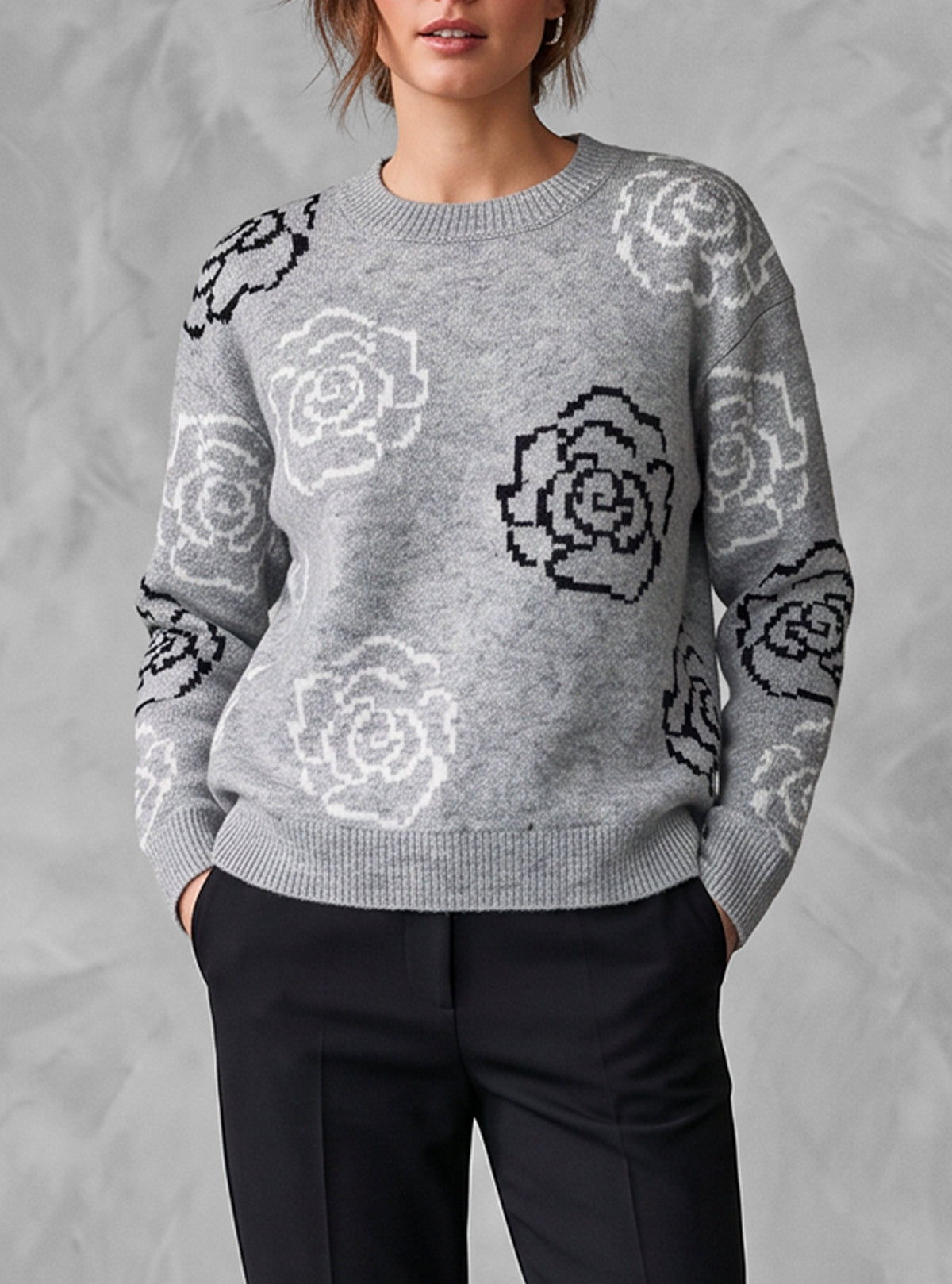 PULL À COL ROND ET MANCHES LONGUES POUR FEMMES