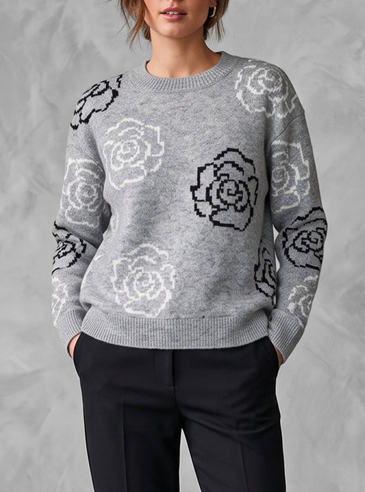 WOMEN'S CREW NECK LONG SLEEVE SWEATER
