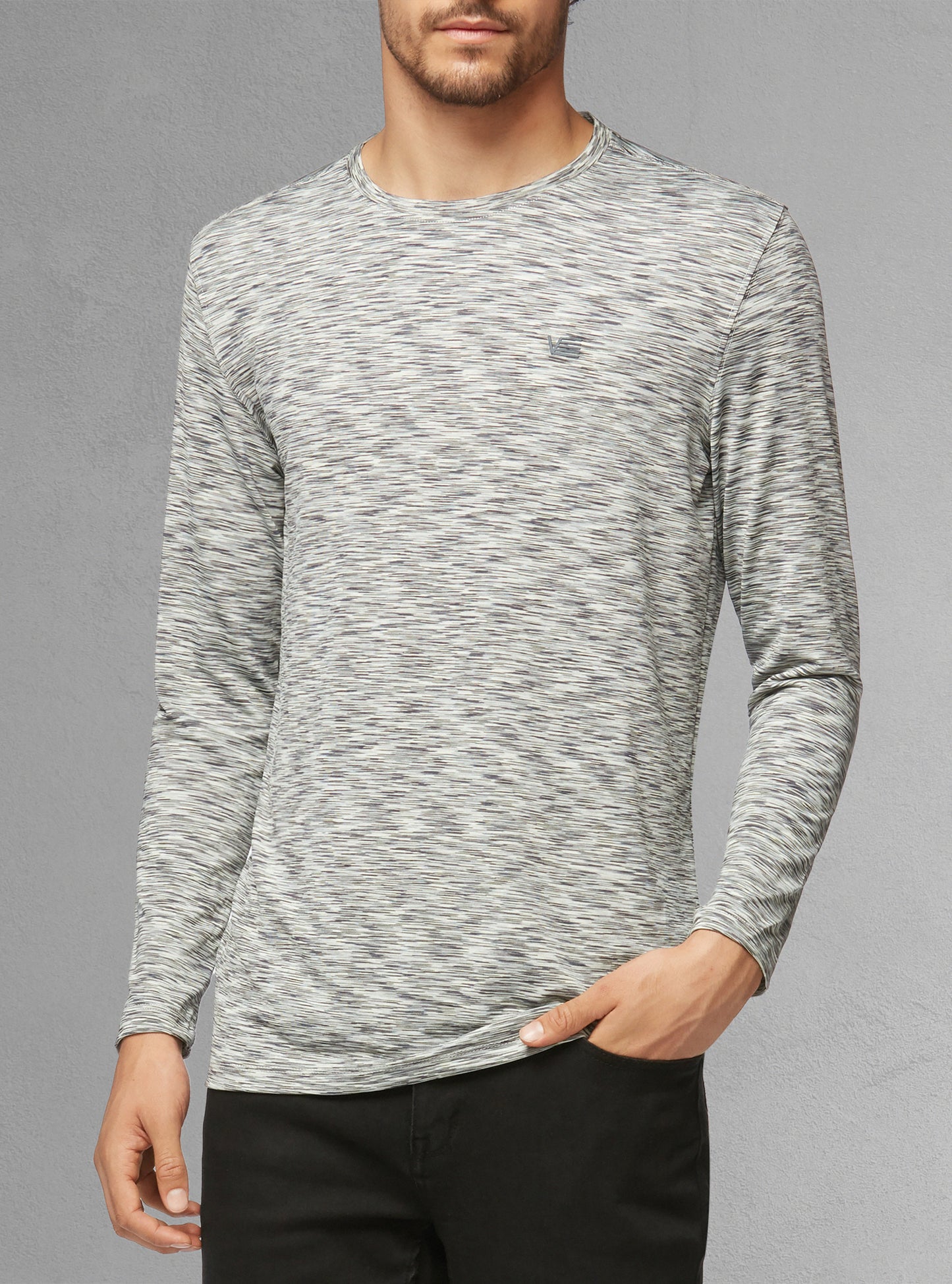 T-shirt manches longues à col ras du cou pour hommes
