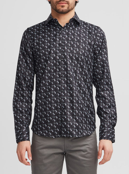 Chemise décontractée à manches longues en stretch pour hommes