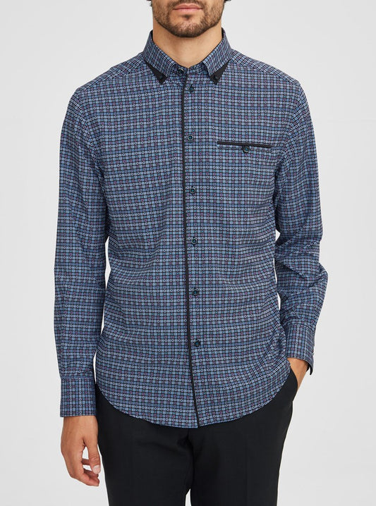 Chemise décontractée à manches longues en stretch pour hommes